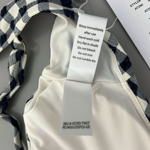 NWT Andie Swim The Amor Top and 90s High Waisted Bottom Set in Twilight Gingham - Picture 11 of 16